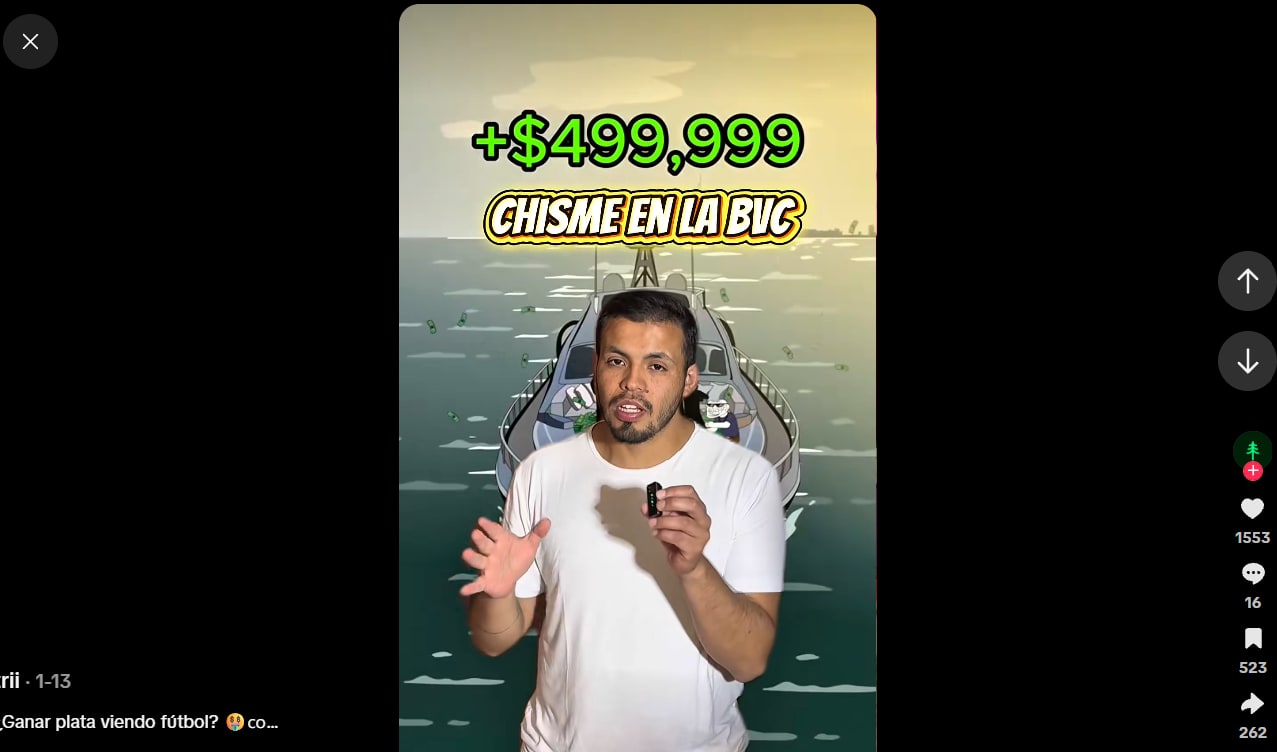 Captura del video: ¿Ganar plata viendo fútbol? Chisme en la BVC