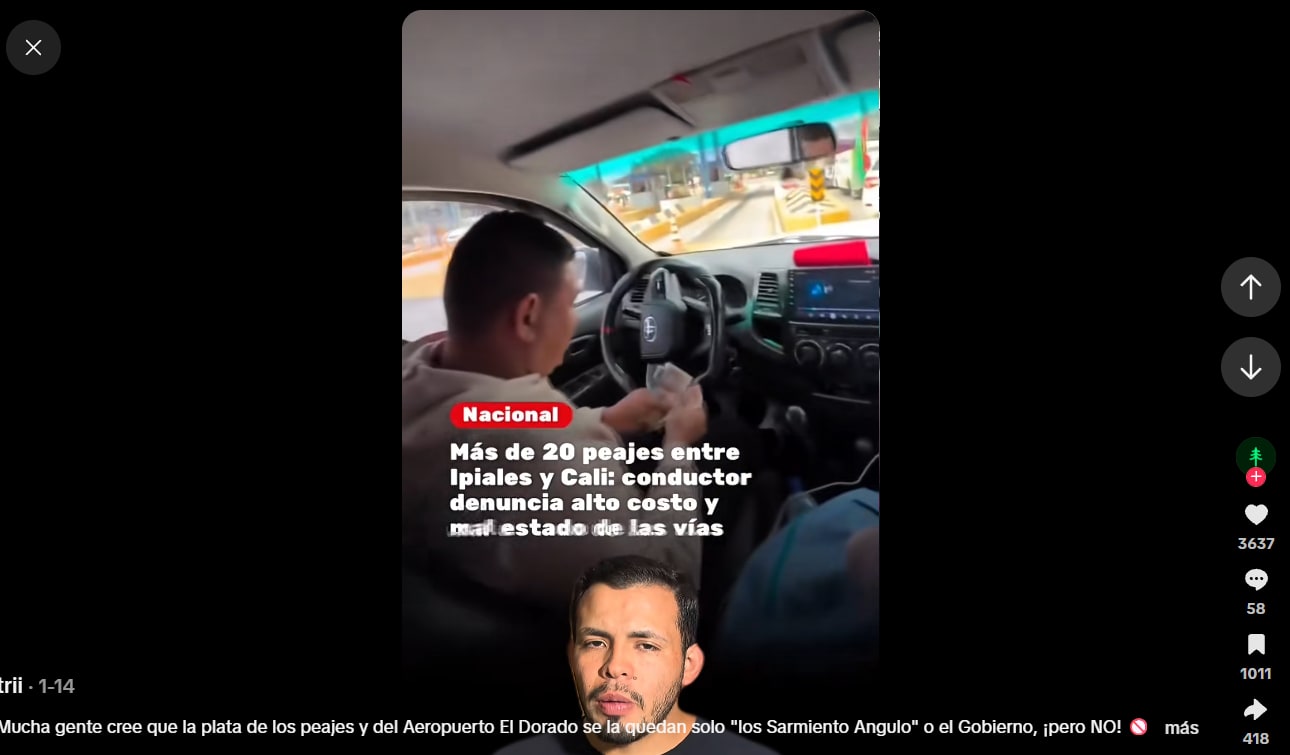 Captura del video: La plata de los peajes y del Aeropuerto El Dorado