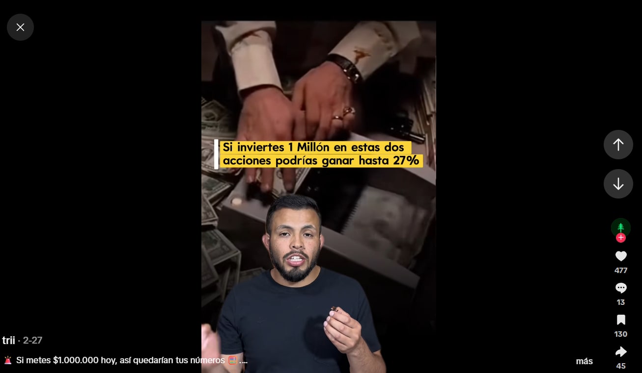 Captura del video: Si metes $1.000.000 hoy, así quedarían tus números